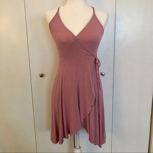 Kimchi Blue mauve pink side tie wrap dress